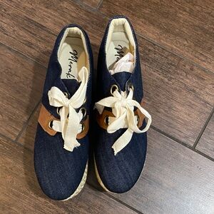 Meraki Denim Platform Sneakers with Cream Laces